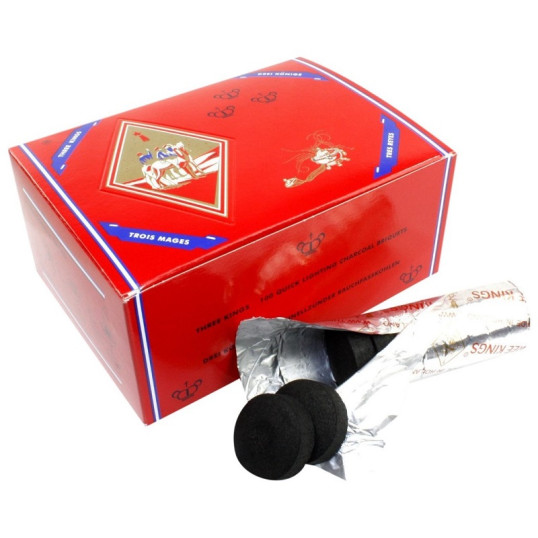 Three Kings öngyulladós vízipipa szén 33 mm – 1 doboz (10 × 10 db)