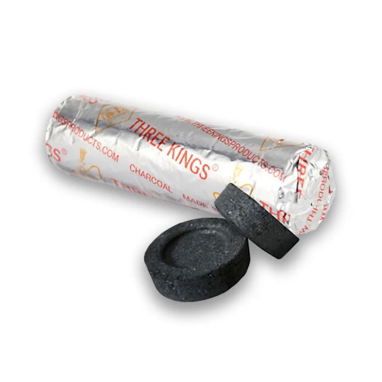 Three Kings öngyulladós vízipipa szén 33 mm – 1 doboz (10 × 10 db)