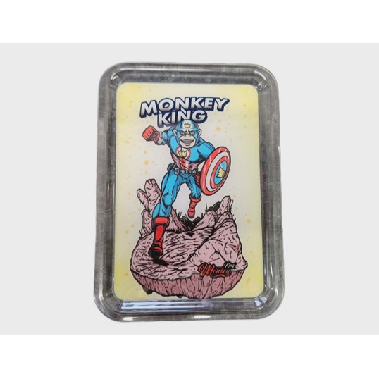 Monkey King Rolling Tray átlátszó műanyag sodró tálca – sárga hátterű szuperhős majom motívummal