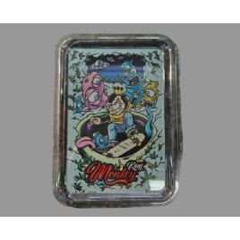 Monkey King Rolling Tray füstszínű műanyag sodró tálca – gördeszkás majom grafikával