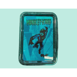 Monkey King Rolling Tray zöld műanyag sodró tálca – épületek között lendülő majom grafikával