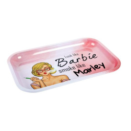 Nagyméretű rózsaszín cigaretta tekerő tálca - Barbie mintával