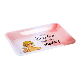 Kisméretű rózsaszín cigaretta tekerő tálca - Barbie mintával