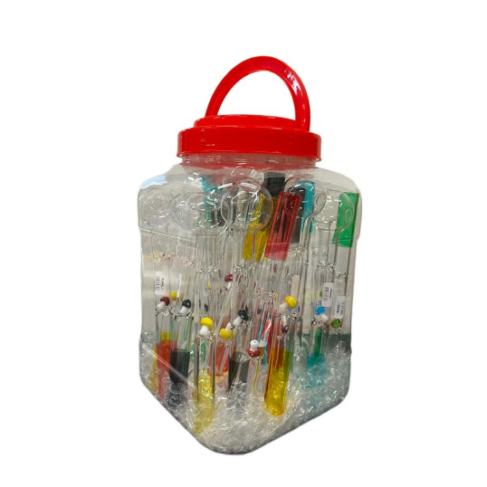 Atomic üvegpipa szett 30 db – 18 cm, színes, mozgó gomba figurával