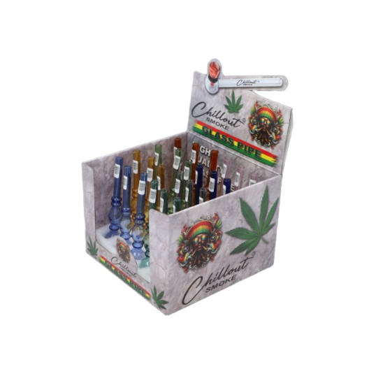 Chillout Smoke színes üveg olajpipa 14,5 cm – 24 db-os kínáló - Üvegpipák