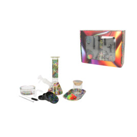 Marihuána levél mintás komplett bong szett – 8 részes, színes