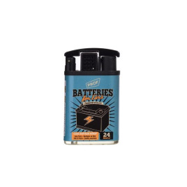 Világoskék színű újratölthető öngyújtó jet lánggal - Batteries felirattal