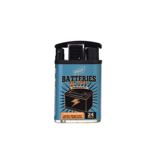 Világoskék színű újratölthető öngyújtó jet lánggal - Batteries felirattal