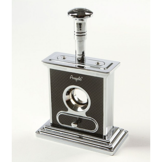 Prémium minőségű asztali szivarvágó - kihúzható fiókkal, karbon és króm színű - Angelo