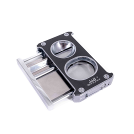 Winjet dupla pengés szivar ékvágó, alján kihajtható szivarfúróval - fekete és króm színben