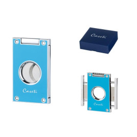 Caseti szivarvágó dupla pengés - türkizkék színű