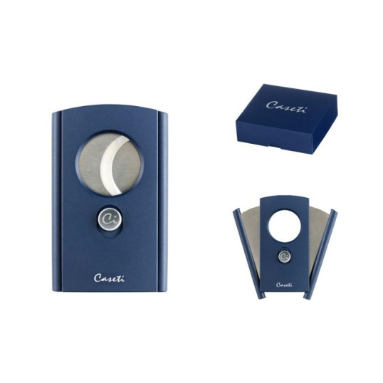 Caseti dupla pengés szivarvágó, nemesacél pengével-matt kék színű, két oldalra nyíló