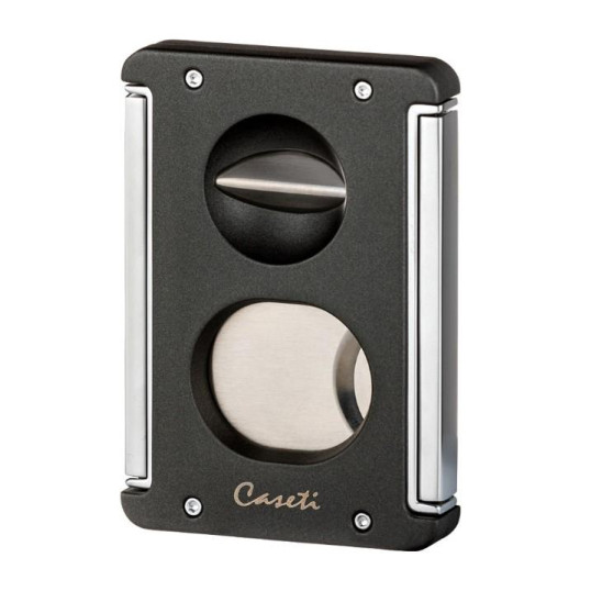 Caseti dupla pengés szivarvágó és fúró egyben, nemesacél pengével-matt fekete és króm