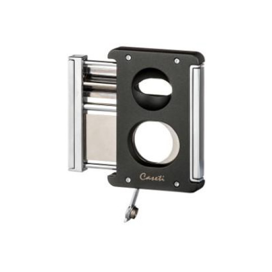 Caseti dupla pengés szivarvágó és fúró egyben, nemesacél pengével-matt fekete és króm