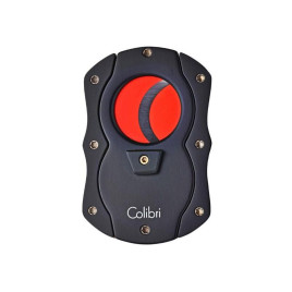 Colibri Cut fekete pillangó szivarvágó, piros színű tapadás mentes nemesacél pengével - 25mm