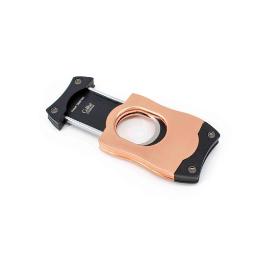 Colibri S-Cut Rose Gold, szálcsiszolt rózsaarany színű nemesacél pengéjü guillotine szivarvágó 26mm - fekete pengével