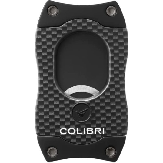 Colibri S-Cut CF Black, fekete színű nemesacél pengéjű guillotine szivarvágó 26mm - fekete pengével