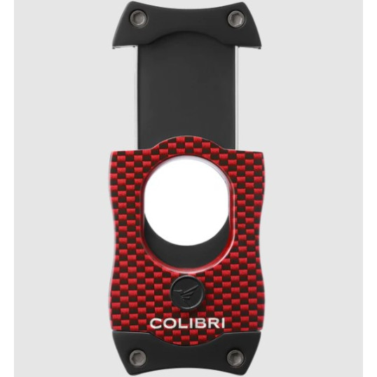 Colibri S-Cut CF Red, piros színű nemesacél pengéjű guillotine szivarvágó 26mm - fekete pengével