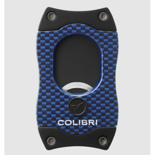 Colibri S-Cut CF Blue, kék színű nemesacél pengéjű guillotine szivarvágó 26mm - fekete pengével