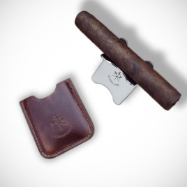 Les Fines Lames szivartartó, borjúbőr tokkal - cserszínű