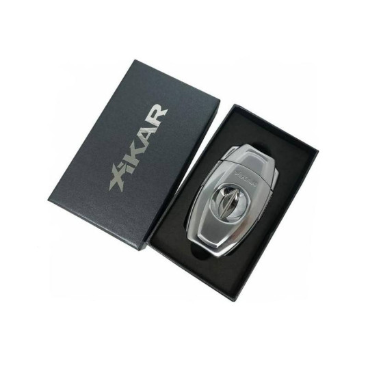 Xikar VX2 V-Cut szivar ékvágó – szálcsiszolt króm, 46–70 gyűrűméret