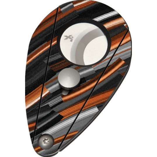 Xikar 201NLO narancssárga színű, csíkos mintás dupla pengés szivarvágó - pillangó szivar vágó