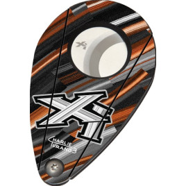 Xikar 201NLO narancssárga színű, csíkos mintás dupla pengés szivarvágó - pillangó szivar vágó