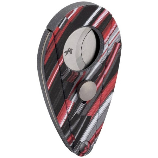 Xikar 201NLR piros színű, csíkos mintás dupla pengés szivarvágó - pillangó szivar vágó