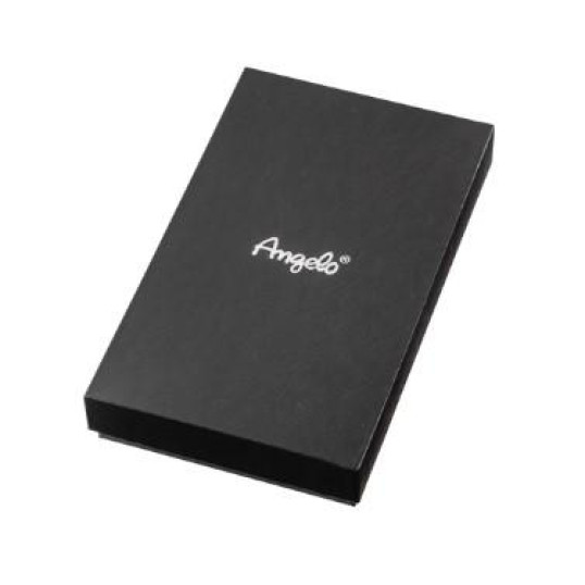 Angelo márkájú, króm színű szivarvágó olló, fekete műanyag burkolattal a szárain