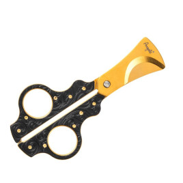 Angelo nemesacél szivar vágó olló, matt fekete és arany színű