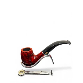 Design Berlin hanga gyökérből készült, polírozott, fekete hajlított akril szopókával, ezüst színű gyűrűvel, 9mm filter, billiard típus