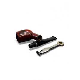 Design Berlin hanga gyökérből készült, polírozott, fekete, egyenes akril szopókával, ezüst színű gyűrűvel, 9mm filter, Billiard típus