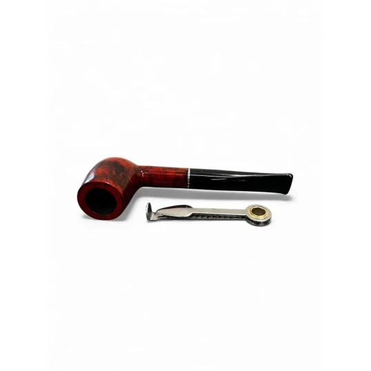Design Berlin hanga gyökérből készült, polírozott, fekete, egyenes akril szopókával, ezüst színű gyűrűvel, 9mm filter, Billiard típus