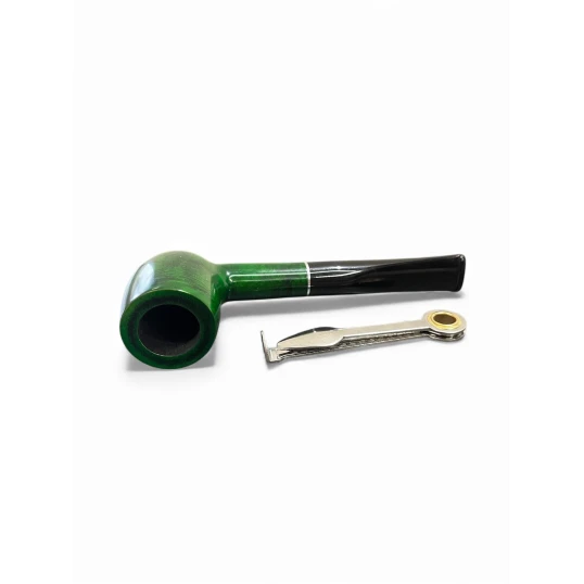 Design Berlin hanga gyökérből készült, sötétzöld polírozott, fekete, egyenes akril szopókával, ezüst színű gyűrűvel, 9mm filter, Billiard típus - Design Berlin