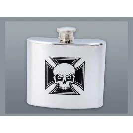 Rozsdamentes acél flaska, laposüveg - 5 oz. = 1.478dl - Koponya mintával