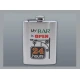 Rozsdamentes acél laposüveg – szálcsiszolt ezüst színű, My Bar Is Open mintával, 6 oz (177 ml) - Flaskák – praktikus úti eszközök
