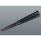 Fekete balisong kiképző kés lyukacsos fém markolattal – 22 cm - Kések – praktikus úti eszközök