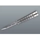 Ezüst színű balisong pillangókés lyukacsos fém markolattal – 22,5 cm