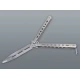 Ezüst színű balisong pillangókés lyukacsos fém markolattal – 22,5 cm