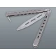 Ezüst színű balisong pillangókés lyukacsos fém markolattal – 22,5 cm