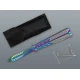Szivárvány balisong pillangókés lyuggatott pengével – 24 cm, tokkal