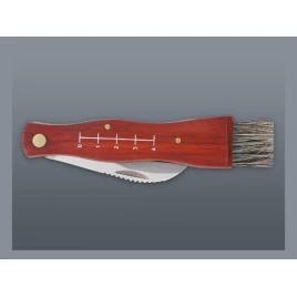 Nagyobb méretű gombászkés kefével és fa nyéllel – vörösesbarna markolat (20,5 cm)