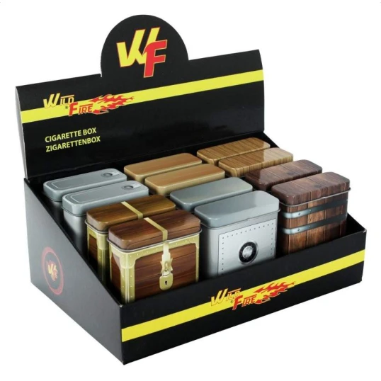 Fém cigarettatárca széf mintával, 20 szál cigarettának