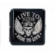 Gentelo fém cigaretta tárca 20 szál cigarettának - Live to Ride - Ride to Live koponya mintával