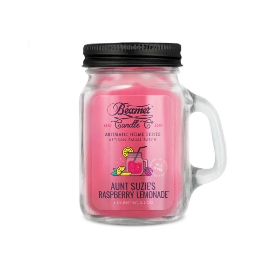 Smoke Killer illatgyertya üvegedényben, füllel és fém kupakkal – Aunt Suzie’s Raspberry Lemonade - kicsi - Gyertyák