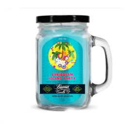 Smoke Killer illatgyertya üvegedényben, füllel és fém kupakkal – Caribbean Island Party - nagy