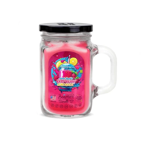 Smoke Killer illatgyertya üvegedényben, füllel és fém kupakkal – Raspberry Lemonade - nagy - Gyertyák