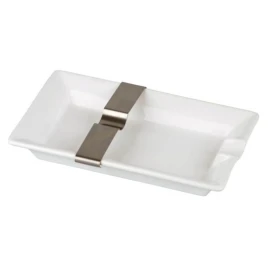 Szivar hamutál - Porcelán, fehér - fém szivartartó betéttel