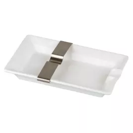 Szivar hamutál - Porcelán, fehér - fém szivartartó betéttel
