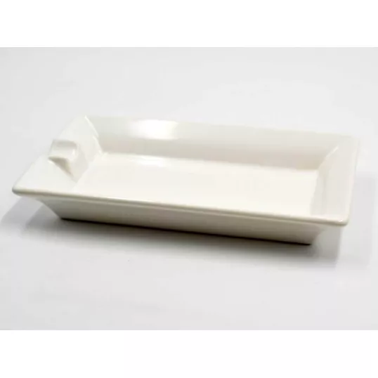 Szivar hamutál - Porcelán, fehér - fém szivartartó betéttel - Hamuzó